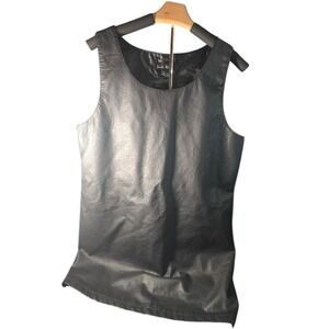 Last Kiss Womens Black Faux Leather Scoop Neck Tank Top Size L 13614LK1